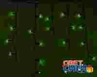 Гирлянда "Бахрома Айсикл " 4.8х0.6 метра. Зеленые светодиоды 176 шт/м, темно-зеленый провод, постоянное свечение, 220В