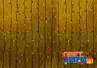 Гирлянда "Дождь Плэй Лайт" 2х3 метра. Желтые диоды 760 шт, черный провод (каучук), постоянное свечение, 220 В