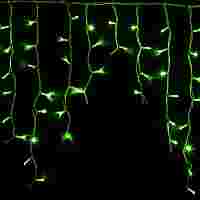Гирлянда "Бахрома Айсикл" 5.6 х 0.9 метра. Зеленые диоды 240 шт/м, белый провод (каучук), постоянное свечение, 220 В