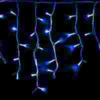 Гирлянда "Бахрома Айсикл" 4.0 х 0.6 метра. Синие диоды 128 шт/м, белый провод (каучук), уличная, постоянное свечение, 220 В