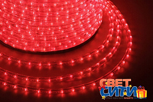 Дюралайт круглый трехжильный. Красные диоды 36 шт/м, свечение с динамикой, намотка 100 метров (цена за 1 метр)