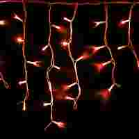 Гирлянда "Бахрома Айсикл" 4.0 х 0.6 метра. Красные диоды 128 шт/м, белый провод (каучук), уличная, постоянное свечение, 220 В