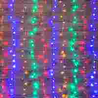 Гирлянда "Дождь Плэй Лайт"   2.5x2 метра. Разноцветные диоды 300 шт, прозрачный провод, свечение с динамикой, 220 В