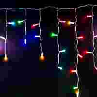 Гирлянда "Бахрома Айсикл" 4.8 х 0.6 метра. Разноцветные диоды RGB 176 шт/м, прозрачный провод, свечение с динамикой, 220 В