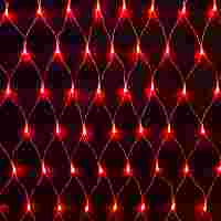 Гирлянда светодиодная "Сеть" 2х1.5 метра. Красные диоды 288 шт, прозрачный провод, свечение с динамикой, 220 В