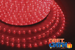Дюралайт круглый двухжильный Эконом. Красные диоды 30 шт/м, постоянное свечение, намотка 100 метров (цена за 1 метр)