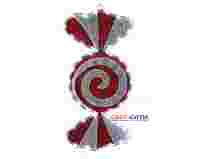 2D фигура "Карамелька Бархатная" 60х30 см, белый цвет диодов, белое и красное заполнение, постоянное свечение