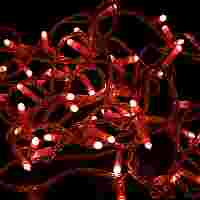 Гирлянда "Нить". Красные диоды 100 шт, 10 метров, прозрачный провод, постоянное свечение, 24 В