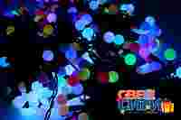 Гирлянда для деревьев "Клип Лайт Шарики" Разноцветные диоды RGB 399шт с шагом 15см, 3 нити по 20 метров, темно-зеленый провод, свечение с динамикой, 24В