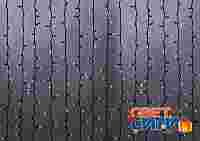 Гирлянда "Дождь Водопад" 2х6 метра. Белые диоды 1500 шт, черный провод (каучук), свечение с эффектом водопада, контроллер в комплекте, 220 В