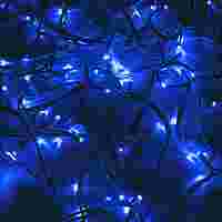 Гирлянда Уличная "Дюраплей" Синие диоды 200 шт с шагом 10 см, 20 метров, белый провод каучук, постоянное свечение, 220 В