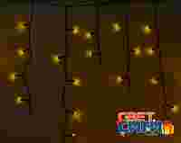 Гирлянда "Бахрома Айсикл " 4.8х0.6 метра. Желтые светодиоды 176 шт/м, темно-зеленый провод, постоянное свечение, 220В