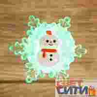 2D фигура на присоске "Снеговик на снежинке" 5,5*5,5 см с разноцветной RGB светодиодной подсветкой