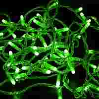 Гирлянда "Нить". Зеленые диоды 100 шт, 10 метров, прозрачный провод, постоянное свечение, 24 В