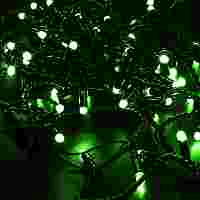 Гирлянда "Нить". Зеленые диоды 100 шт, 10 метров, черный провод, постоянное свечение, 220 В