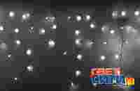 Гирлянда Айсикл (бахрома) светодиодный, 2,4х0,6м, эффект мерцания, прозрачный провод, 220В, диоды БЕЛЫЕ, NEON-NIGHT