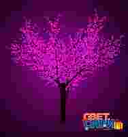 Светодиодное дерево "Сакура" Фиолетовые диоды 1728шт, высота 3.6 метра, диаметр кроны 3 метра