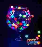 Гирлянда "Мультишарики" Разноцветные  RGB шарики d 1.75 см 200 шт с шагом 10 см, 20 метров, черный провод, с частым миганием шариков, 220 В
