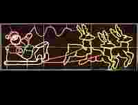2D панно "Олени везут Санта Клауса на санях" 88х266 см из разноцветного лампового дюралайта