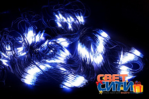 Гирлянда светодиодная " Сеть" 2х4 метра. Белые и синие диоды 560 шт, черный провод каучук, уличная, свечение с динамикой, 220 В