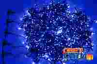Гирлянда для деревьев "Клип Лайт Мерцающая" Синие диоды 665шт с шагом 15см, 5 нитей по 20 метров, черный провод, с эффектом мерцания каждого 5-го диода белым цветом, 24В