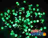 Гирлянда "Мультишарики" Зеленые шарики d 1.75 см 200 шт с шагом 10 см, 20 метров, черный провод, постоянное свечение, 24 В