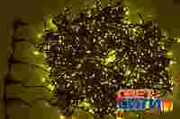 Гирлянда для деревьев "Клип Лайт Мерцающая" Желтые диоды 665шт с шагом 15см, 5 нитей по 20 метров, черный провод, с эффектом мерцания каждого 5-го диода белым цветом на нитке, 24В