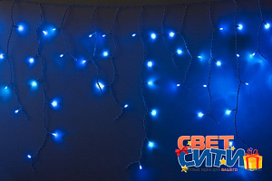 Гирлянда "Бахрома Айсикл " 2.4х0.6 метра. Синие светодиоды 76 шт/м, белый провод, постоянное свечение, 220В