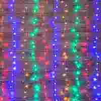 Гирлянда "Дождь Плэй Лайт" 1.5х1 метр. Разноцветные диоды 96 шт, прозрачный провод, свечение с динамикой, 220 В