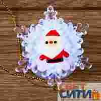 2D фигура на присоске "Дед мороз на снежинке" RGB 5,5*5,5 см с разноцветной RGB светодиодной подсветкой