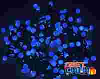 Гирлянда "Мультишарики" Синие шарики d 1.75 см 200 шт с шагом 10 см, 20 метров, черный провод, постоянное свечение, 220 В