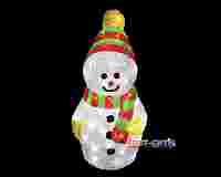 Акриловая 3D фигура "Снеговик с шарфом" 30 см со светодиодной подсветкой
