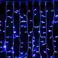 Гирлянда "Дождь Плэй Лайт"  2х1.5 метра. Синие диоды 360 шт, белый провод (каучук), постоянное свечение, 220 В