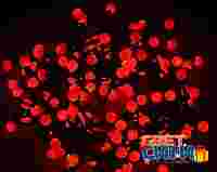 Гирлянда "Мультишарики" Красные шарики d 1.75 см 200 шт с шагом 10 см, 20 метров, черный провод, постоянное свечение, 220 В