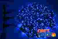 Гирлянда для деревьев "Клип Лайт" Синие диоды 198шт с шагом 15см, 3 нити по 10 метров, черный провод, постоянное свечение, 24В